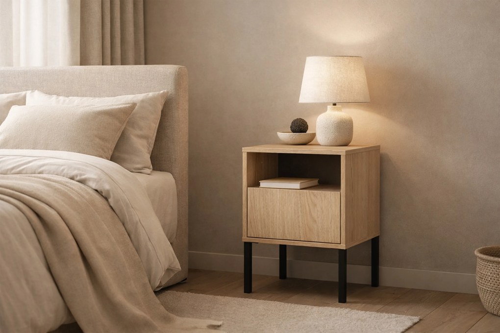 Harmona éjjeliszekrény 40 cm fiókkal - lindberg tölgy