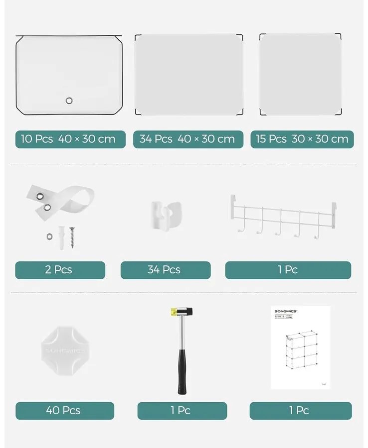 Összekapcsolható cipőtartó állvány fehér színben