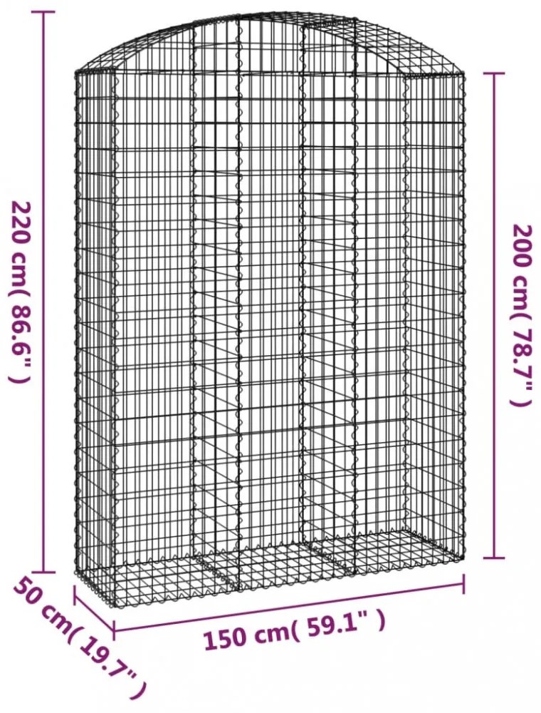 íves horganyzott vas gabion kosár 150x50x200/220 cm