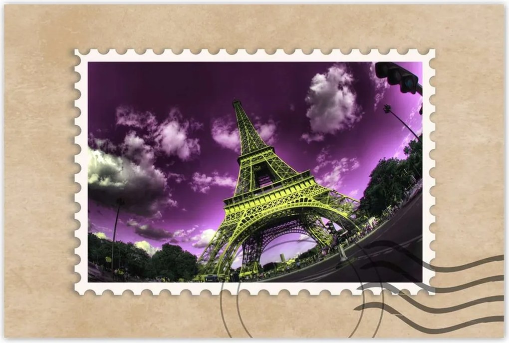 Poszterek 120x80 Lila Eiffel égbolt