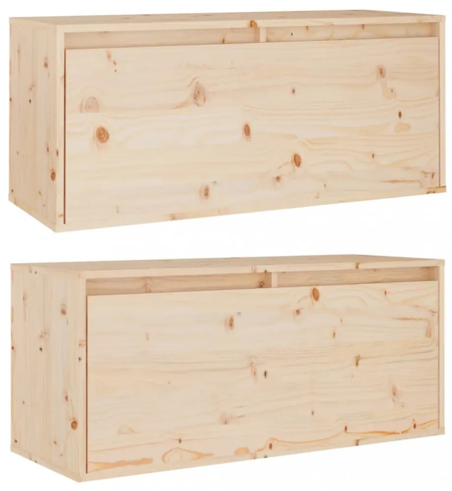 2 db tömör fenyőfa faliszekrény 80 x 30 x 35 cm