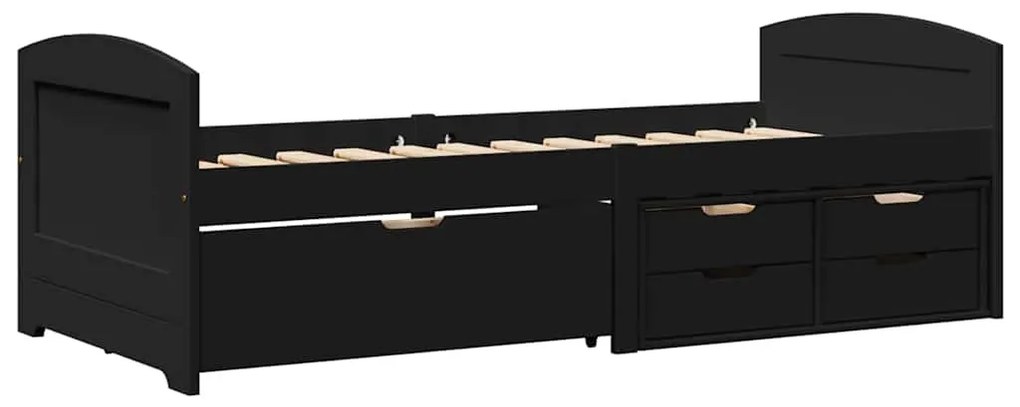 Napozóágy 5 fiókkal matrac nélkül IRUN Fekete 90x200 cm