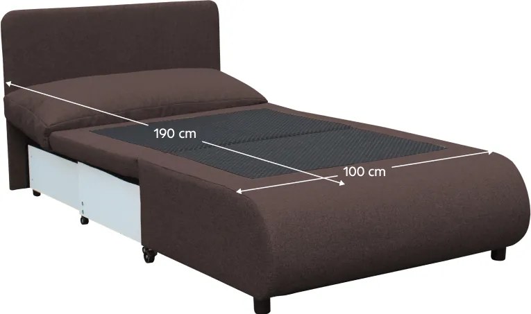 Kihúzható fotel tárhellyel, barna, FLIK