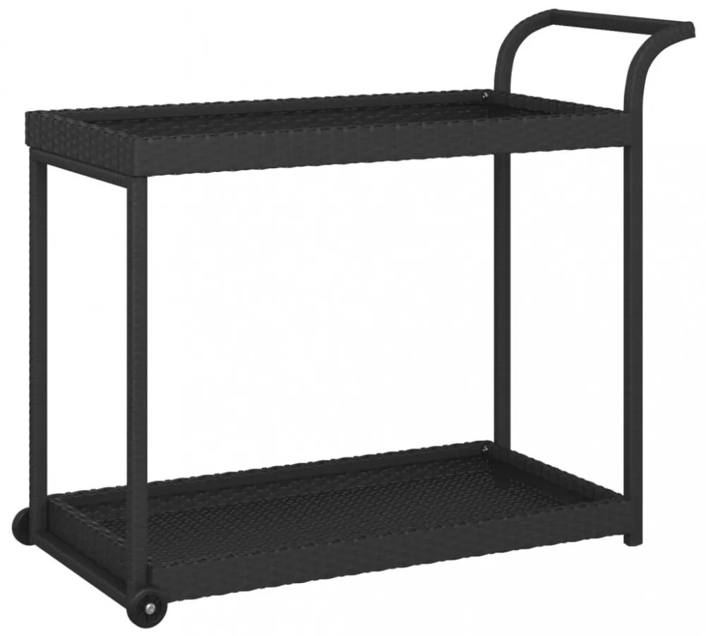 fekete polyrattan bárkocsi 100 x 45 x 83 cm