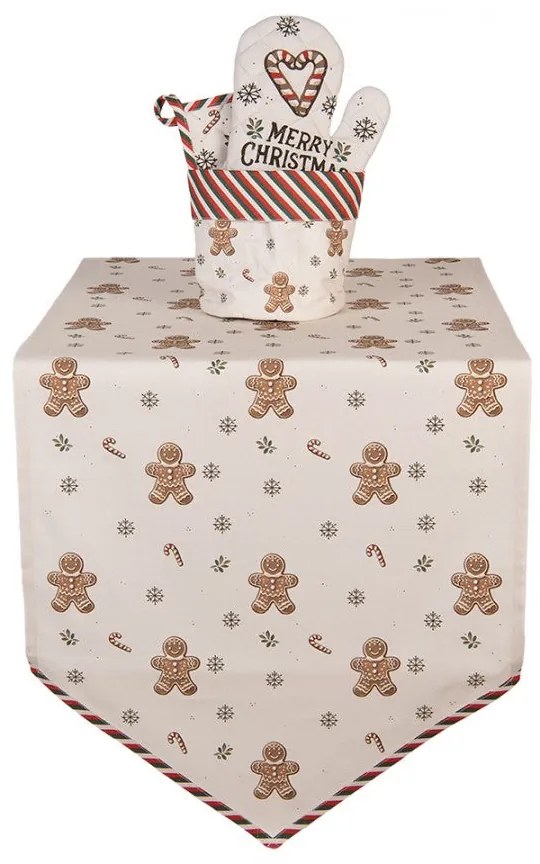 Karácsonyi pamut kenyérkosár 15x16 cm Classic Gingerbread Magic mézeskalácsos