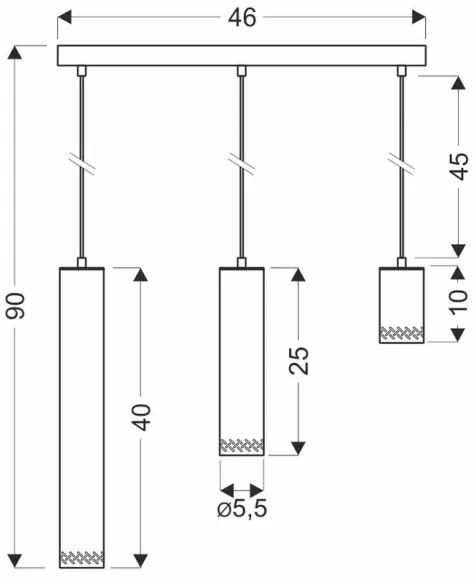 Csillár zsinóron TUBO 3xGU10/25W/230V fa