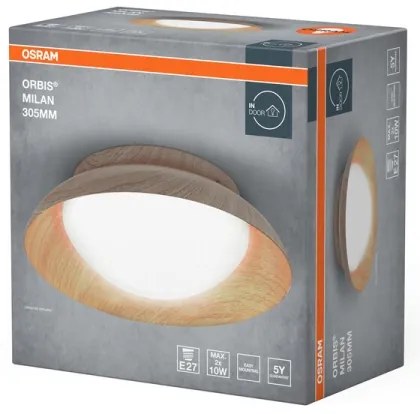 Osram - Mennyezeti lámpa ORBIS MILAN 2xE27/10W/230V átm. 30,5 cm fa dekor