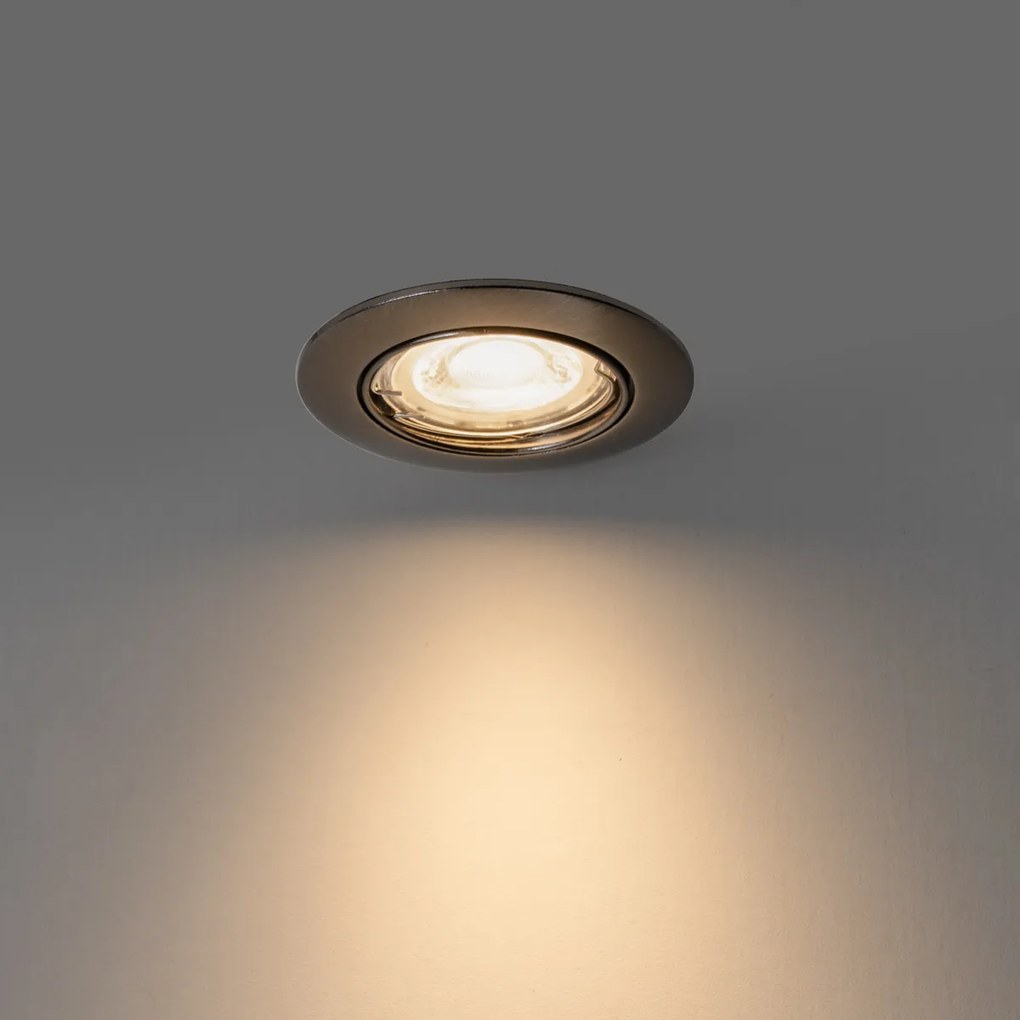 6 darabos modern fegyverszürke GU10 50mm kerek dönthető beépíthető spotlámpa szett - Edu