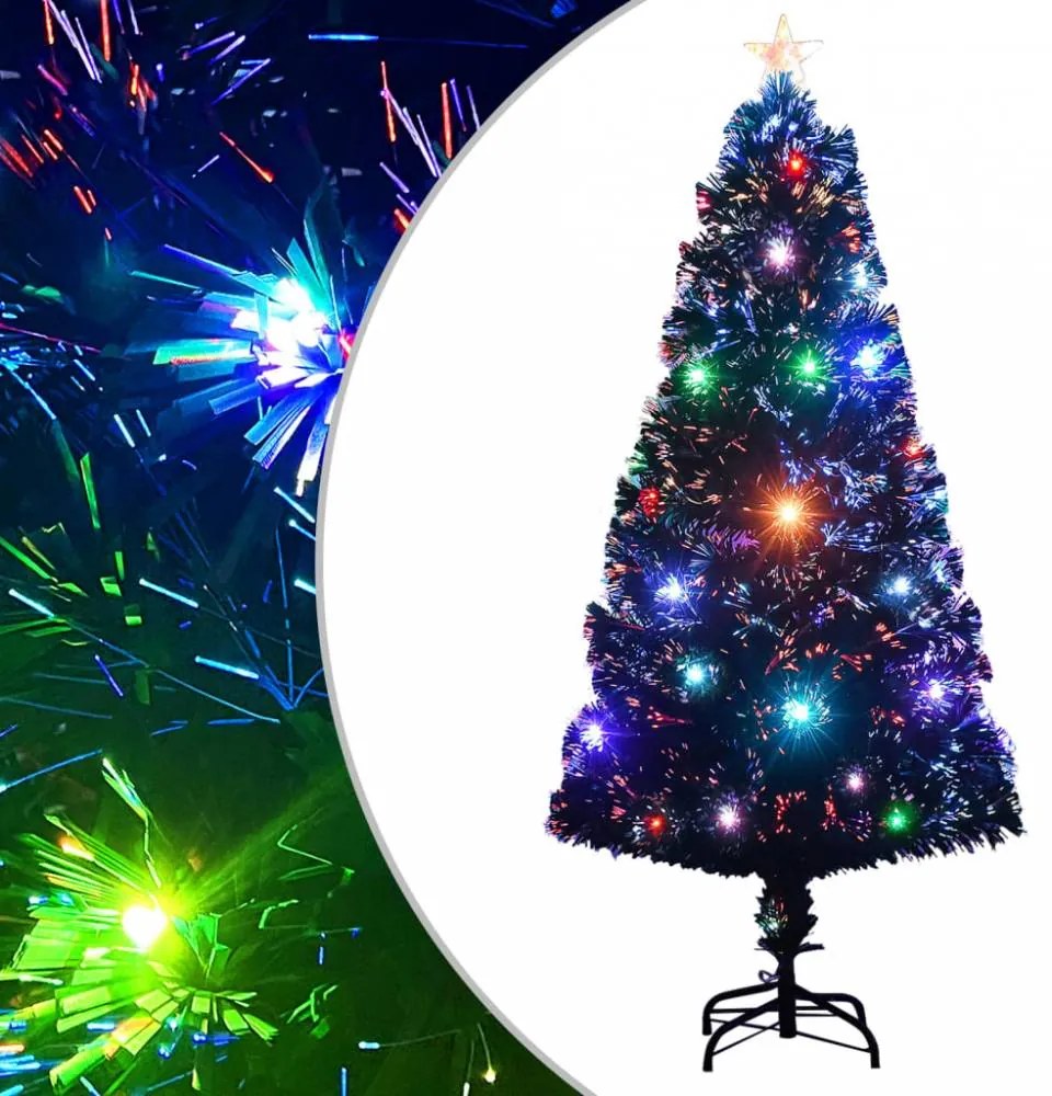 Optikai szálas műkarácsonyfa talppal/led fénnyel 120 cm