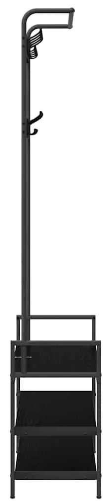 Kabáthorog polcokkal Musta tammi 75 x 34 x 184 cm Faanyag