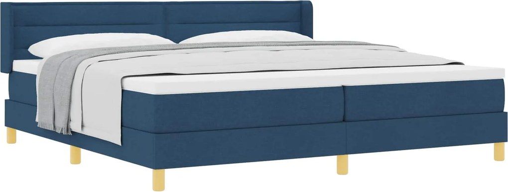 vidaXL Rugós Ágy matracmal fejtámlával Kék 200 x 200 cm szövet