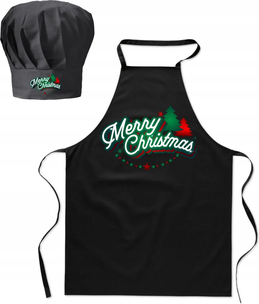 Konyhai kötény Szakács sapka Karácsonyi Merry Christmas szett
