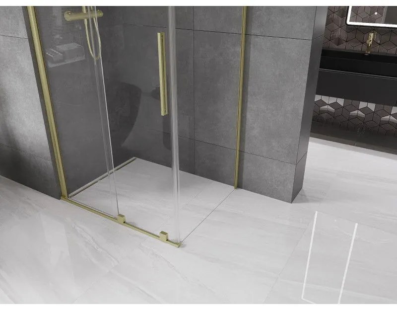 Mexen Velar, zuhanykabin tolóajtóval 90 (ajtó) x 85 (fal) cm, 8mm átlátszó üveg, arany matt, 871-090-085-01-55