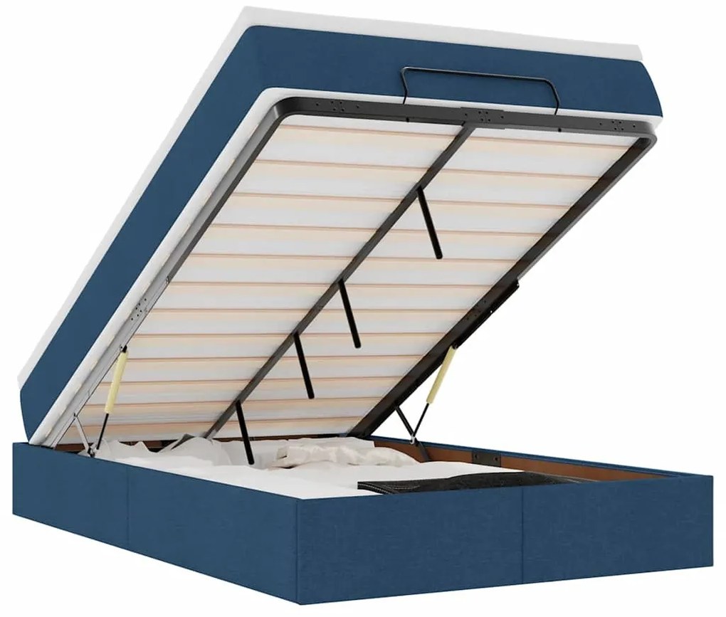 Ottomán ágykeret matraccal kék 120x190 cm szövet