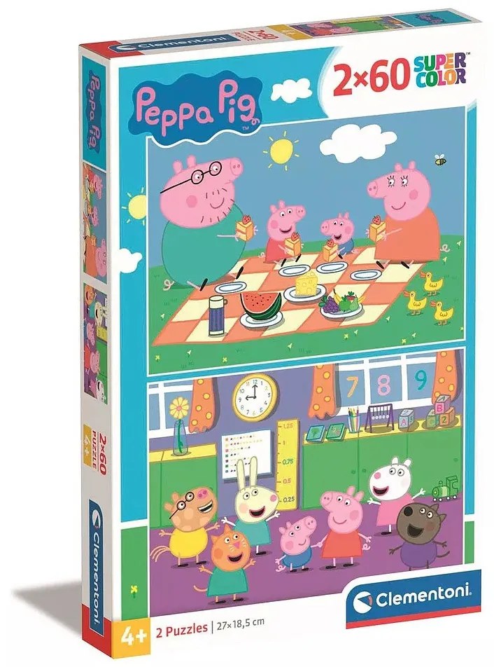 Peppa malac Picnic and School 2x60 db-os puzzle Clementoni