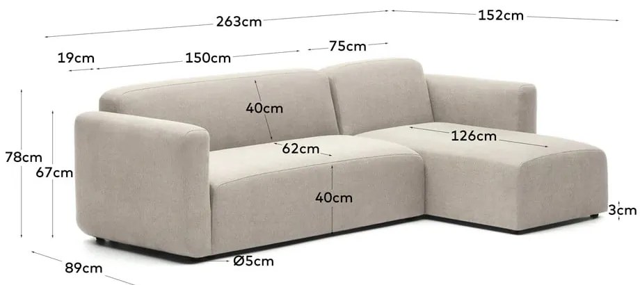 Bézs sarokkanapé (variálható) Neom – Kave Home