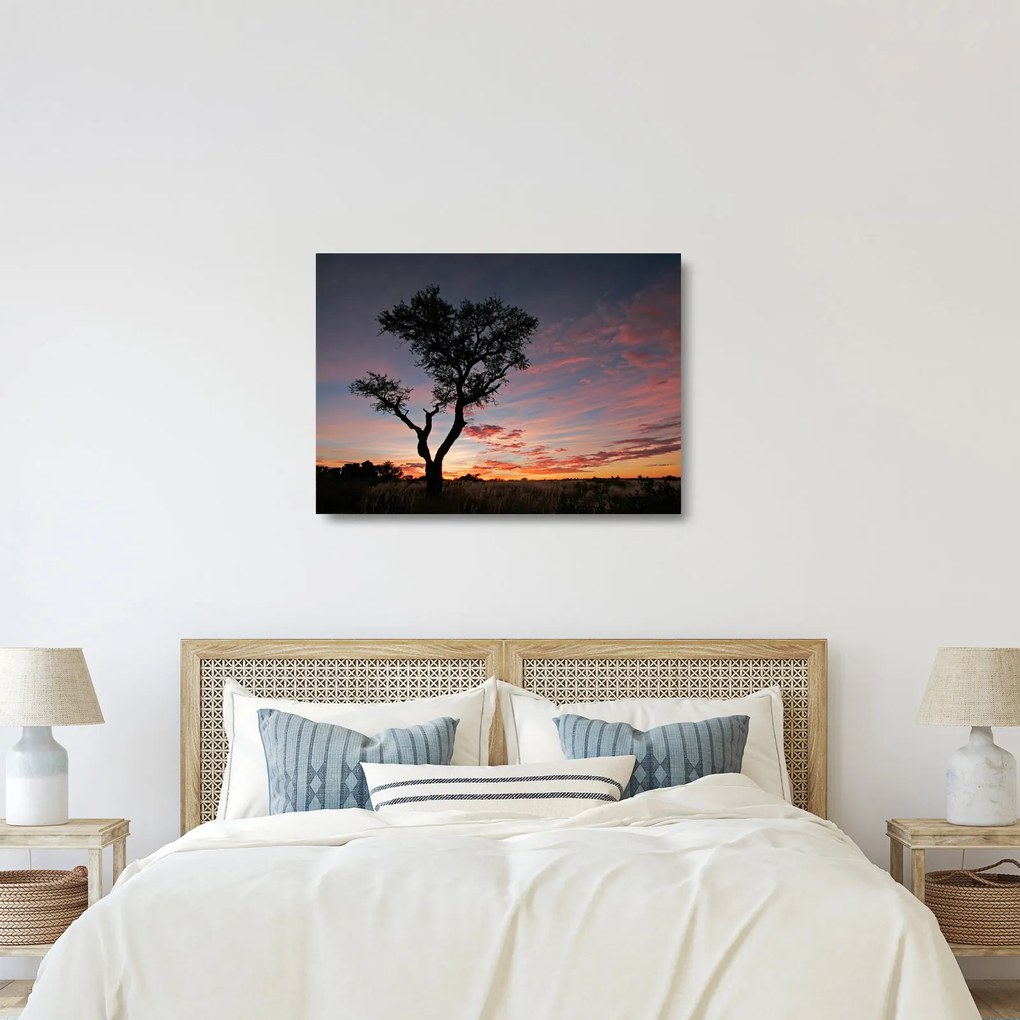 Üveg kép - Fa és vöröses árnyalatok (70x50 cm)