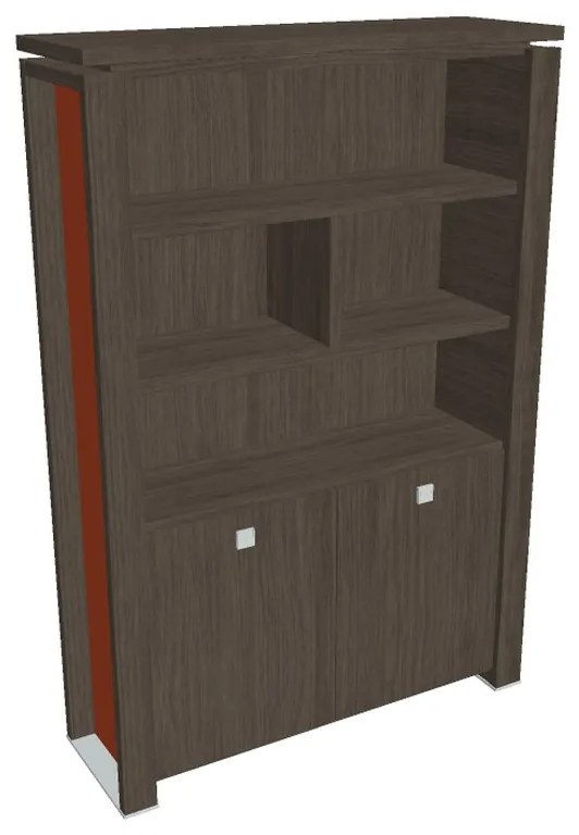 Verno+ S magas szekrény 140 x 46 x 210 cm, polccal, antracit tölgy / narancs