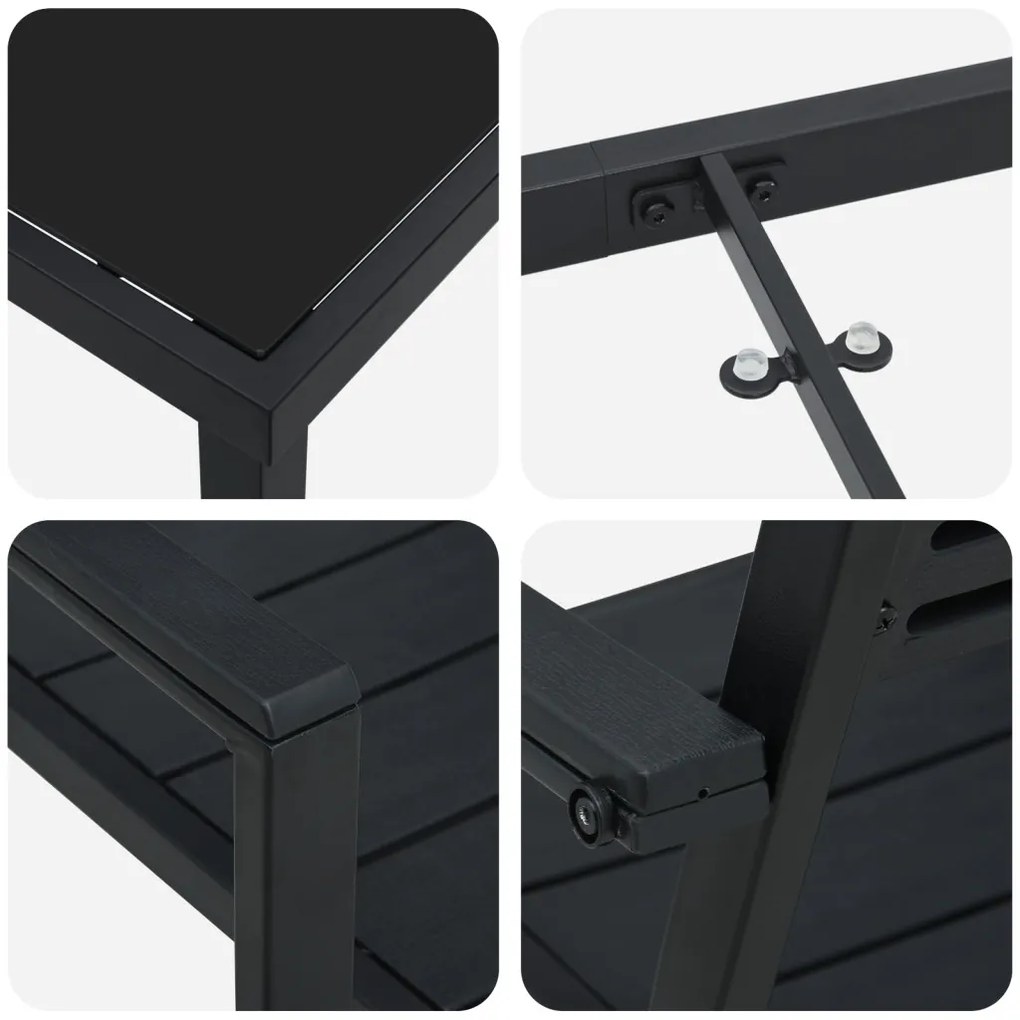 5 Darabos Kerti Étkező Szett Fekete HDPE