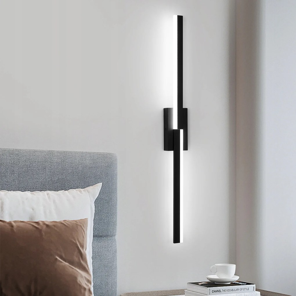 Kinkiet Czarna Lampa Liniowa Led Scienna Nowoczesna Salonu 6500K 12W 80CM