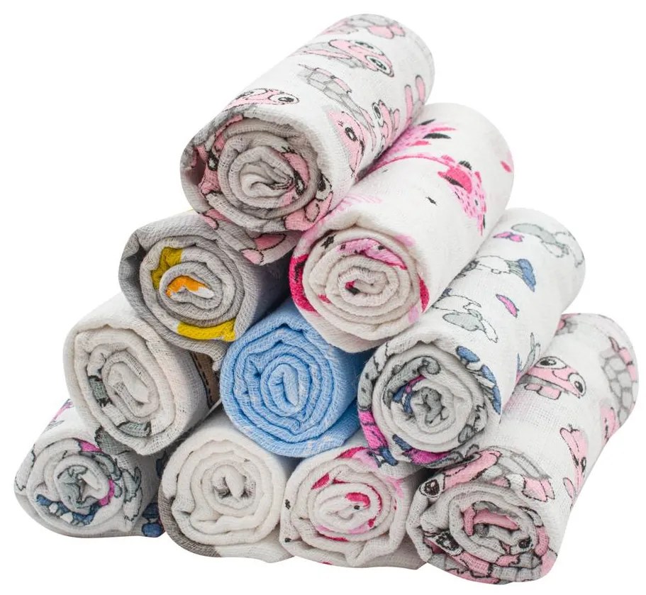Pamut pelenka nyomtatott mintával NEW BABY 60x80 cm STANDARD 10 db