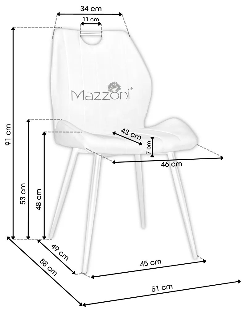 MAZZONI EXPORT ARNO Zöld (Bluvel 78 szövet) - MODERN KÁRPITOZOTT ÉTKEZŐSZÉK NAPPALIBA/ÉTKEZŐBE VELVET FOGANTYÚVAL