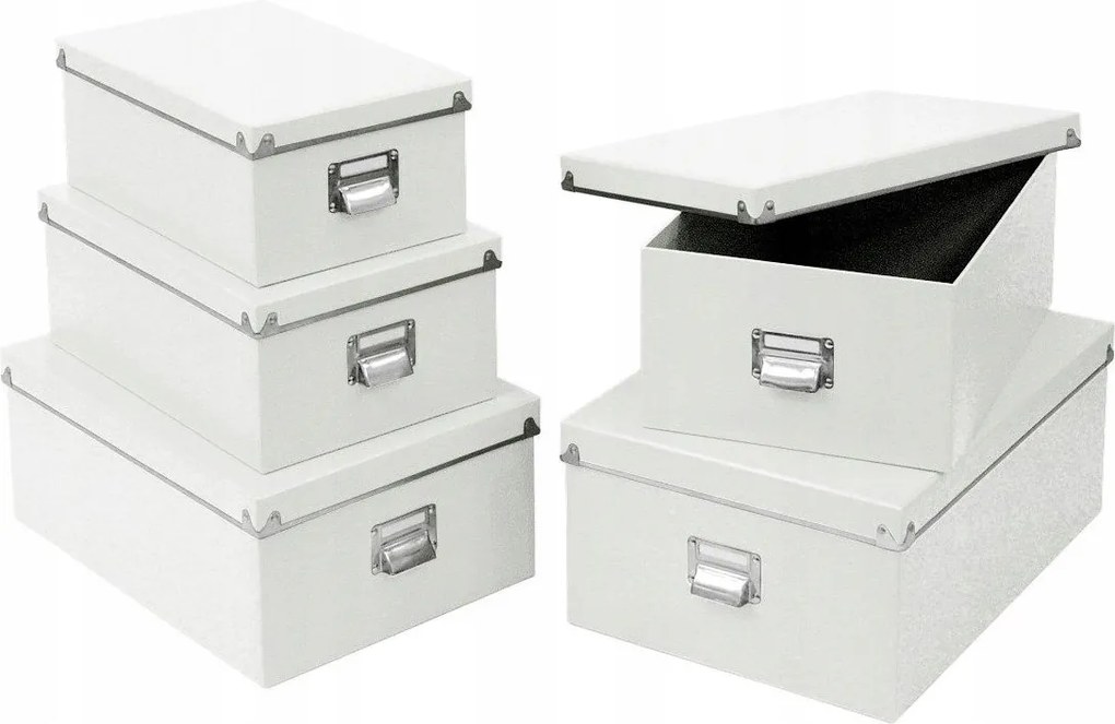 Tárolódoboz Készlet Fehér Elegáns x 5db