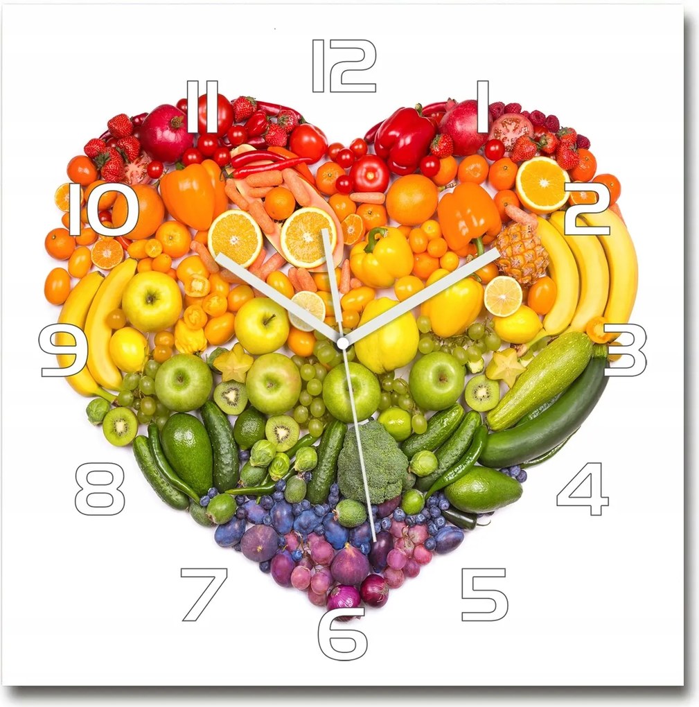Üveg falióra, nagy Zöldséges szív 60x60