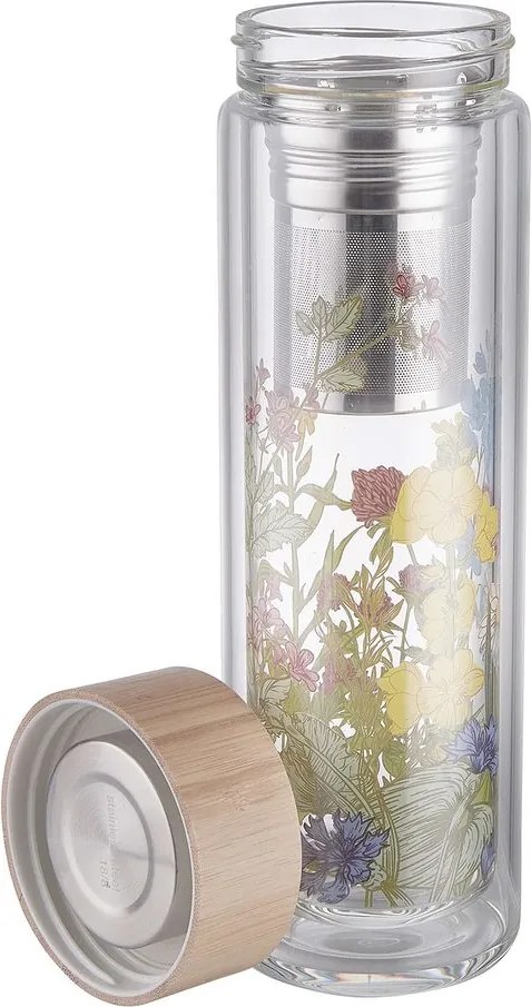 TEA TENDER teás üveg kivehető szűrővel, virágok 450 ml