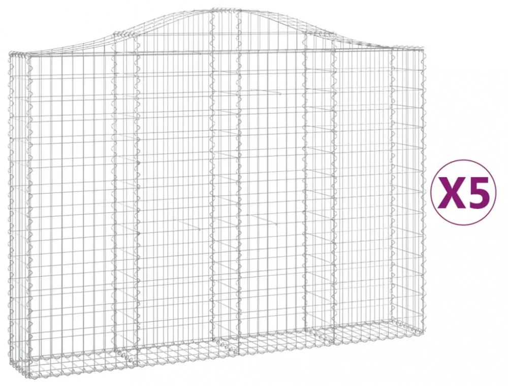 5 db íves horganyzott vas gabion kosár 200x30x140/160 cm