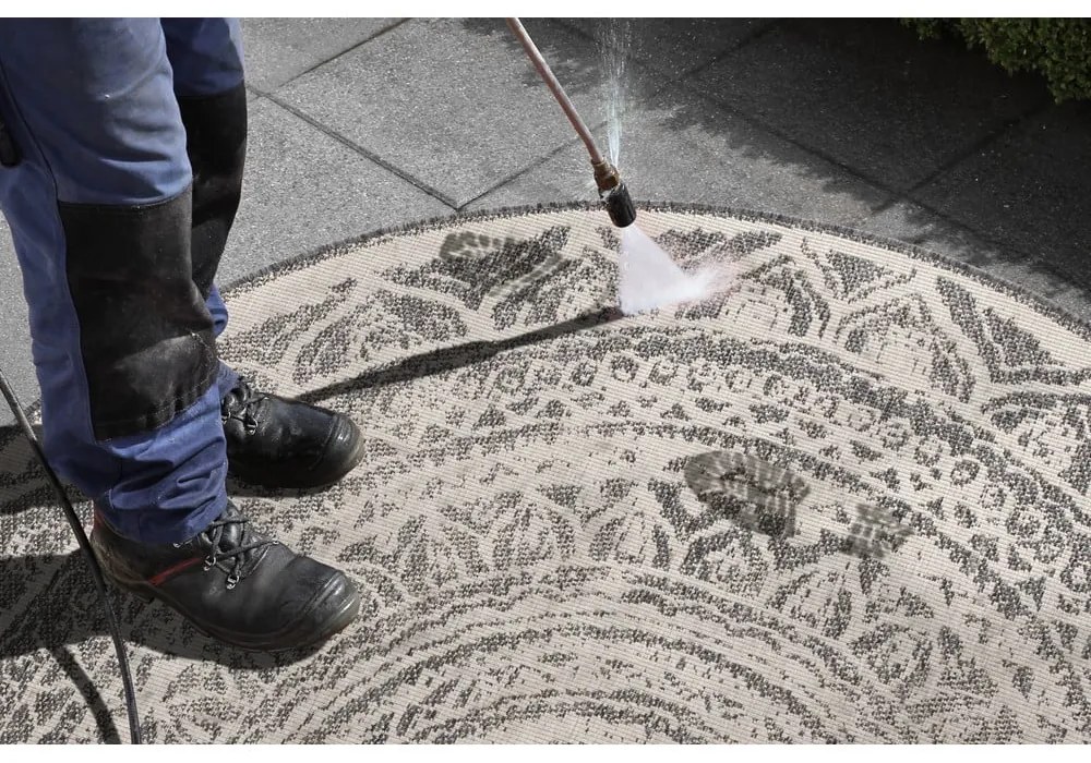 Siruma szürke-krémszínű kültéri szőnyeg, ø 200 cm - NORTHRUGS