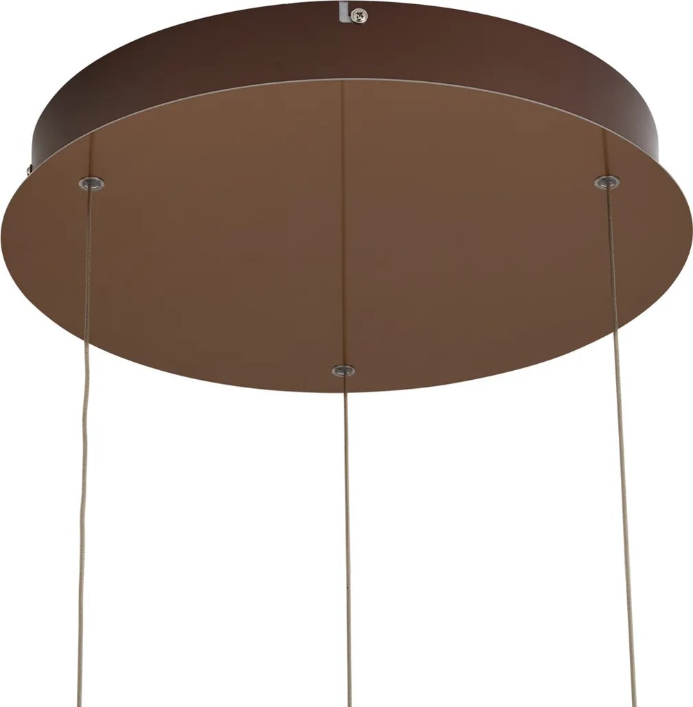 Design függőlámpa rozéarany borostyánszínű üveggel, LED-del, 3 fokozatban szabályozható, 3 fényforrású Easylift - Fiera