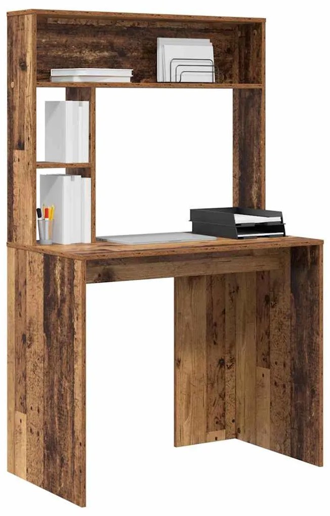 Asztal polcokkal tárolóval Régi fa 91 x 50 x 149 cm Faanyag