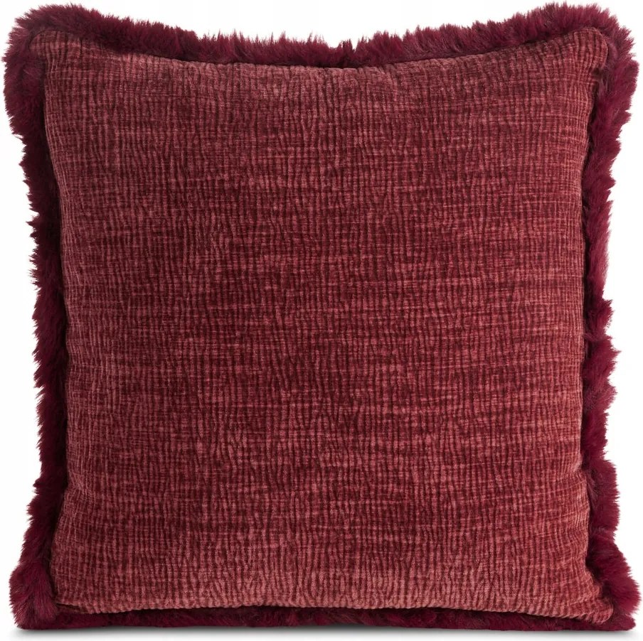 Dekoratív párnahuzat Blanca 45x45 Eurofirany bordó szőrme a széleken