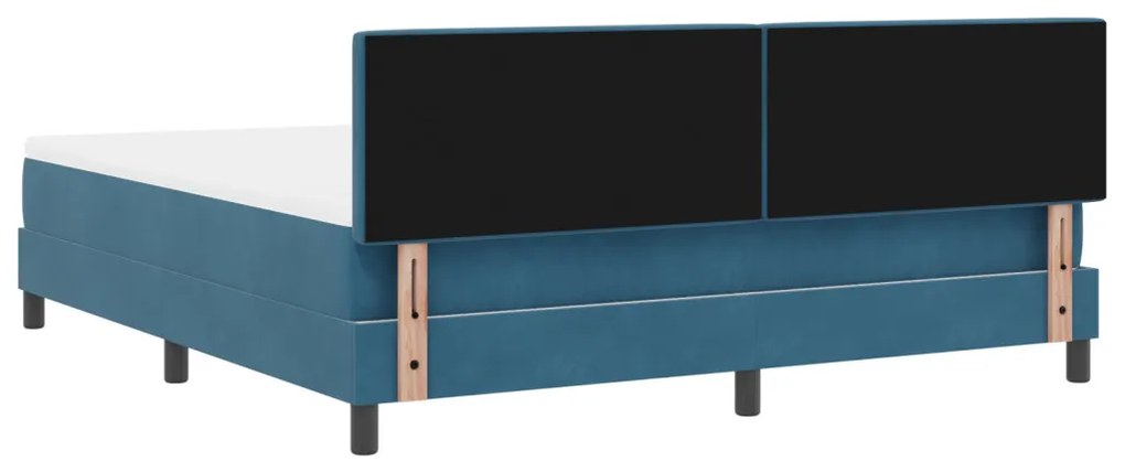 Boxspring Ágy Matrac LED-del Sötét Kék 180x200 cm Bársony