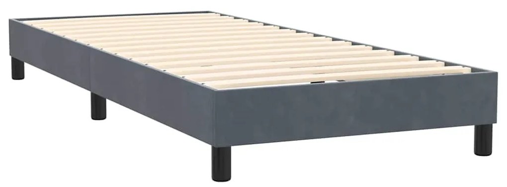 sötétszürke bársony rugós ágy matraccal 80x210 cm