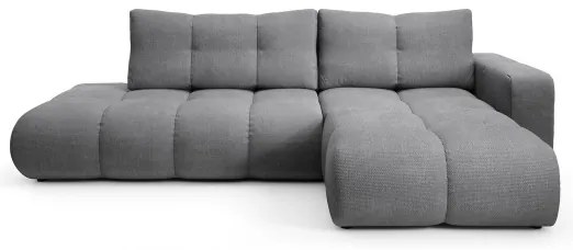 Ággyá alakítható kárpitozott L-alakú sarokülőgarnitúra ALMADA, jobb oldali, tárolóval, szürke