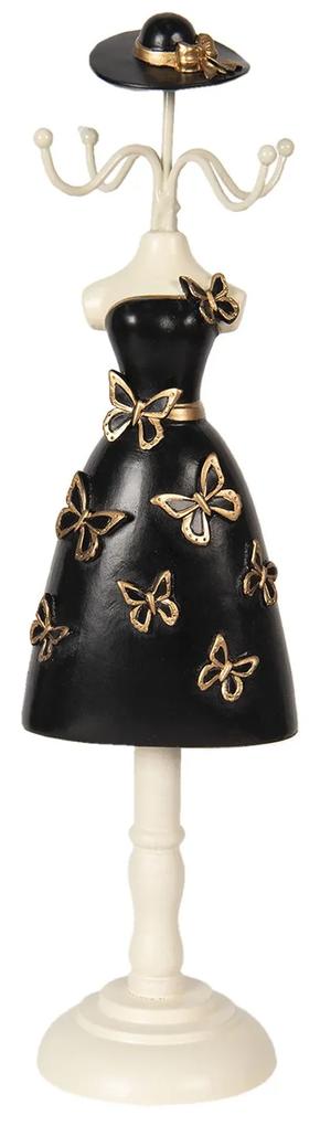 Ékszertartó baba fekete ruhás arany pillangóval Clayre & Eef