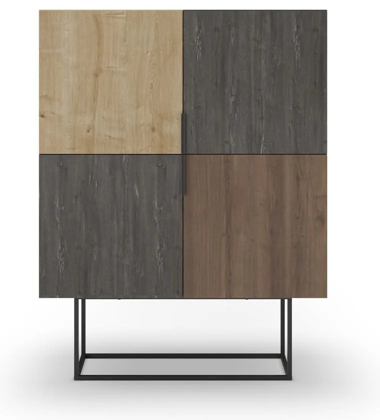 Barna-natúr színű szekrény tölgyfa dekorral 100x130 cm Titan – Marckeric