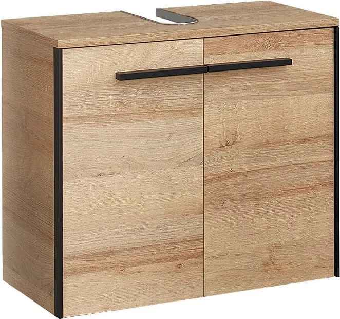 Natúr színű fali mosdó alatti szekrény tölgyfa dekorral 53x60 cm Quickset 395 – Pelipal