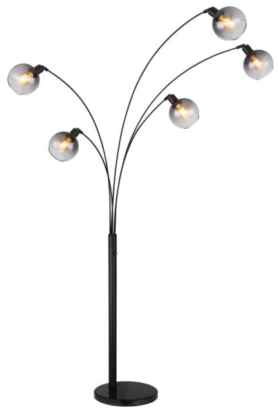 Globo 58228NBS - Állólámpa SEYMOUR 5xE27/40W/230V füstös