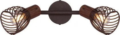 Globo 54817-2 Spot fém rozsdabarna sötét fa megjelenésű betéttel. Kapcsoló a talpra szerelve. LxH:300x145, exkl. 2xE14 40W 230V