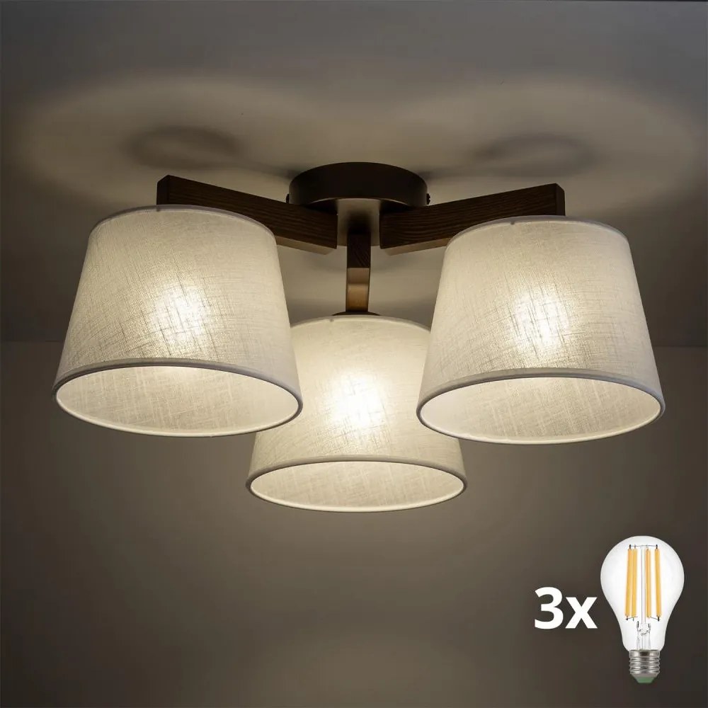 BRILAGI - LED felületre szerelhető csillár LATTE 3xE27/15W/230V fenyő/bézs