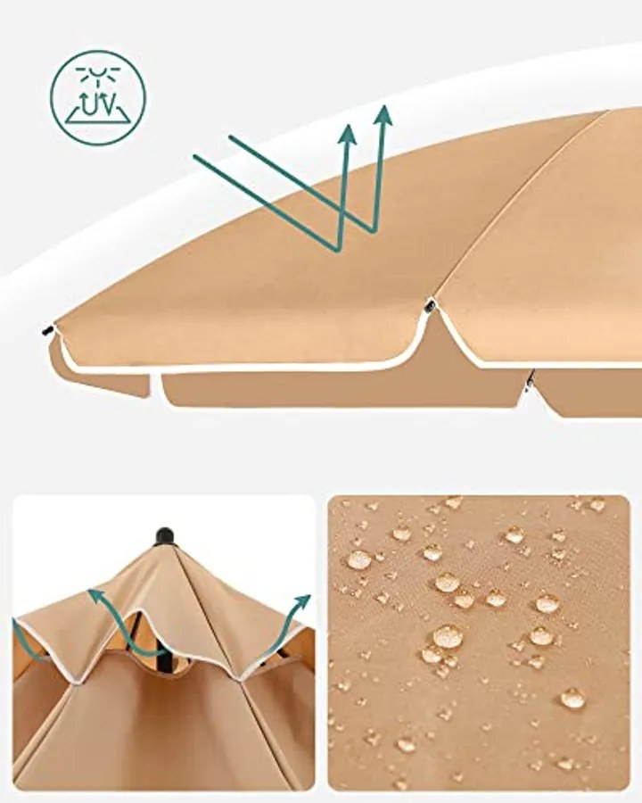 Napernyő 200 cm, UPF 50+ napvédelem, talp nélkül – Taupe