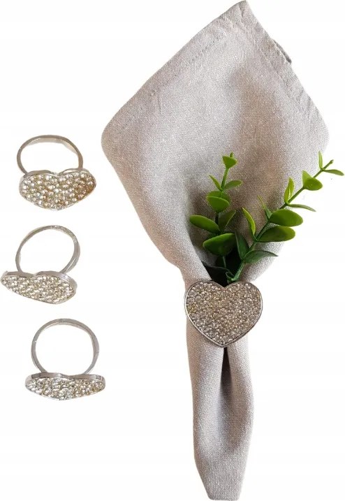 Szalvétatartó szív ezüst 4 db-os