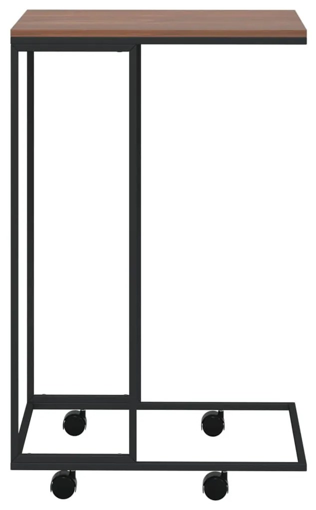 Fekete szerelt fa kisasztal kerekekkel 40 x 30 x 63,5 cm