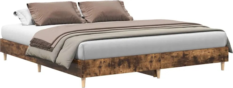 vidaXL füstös tölgy színű szerelt fa ágykeret matrac nélkül 160x200 cm