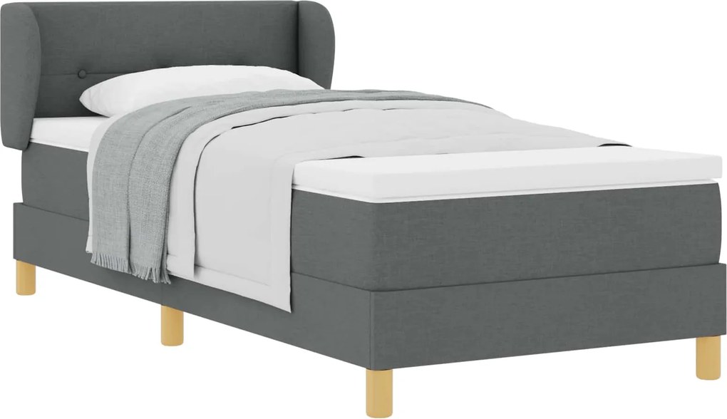 vidaXL Boxrugós ágy matracmal Sötétszürke 80 x 200 cm szövet