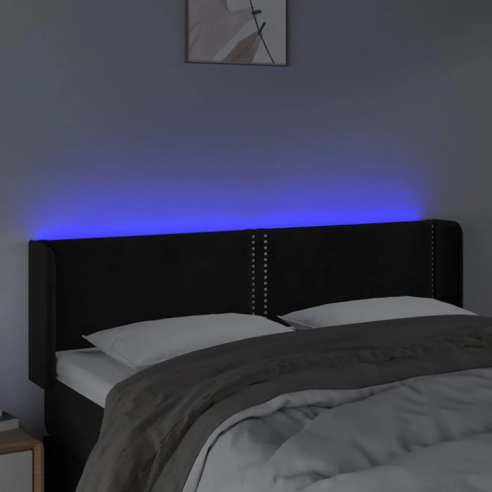 fekete bársony LED-es fejtámla 147 x 16 x 78/88 cm