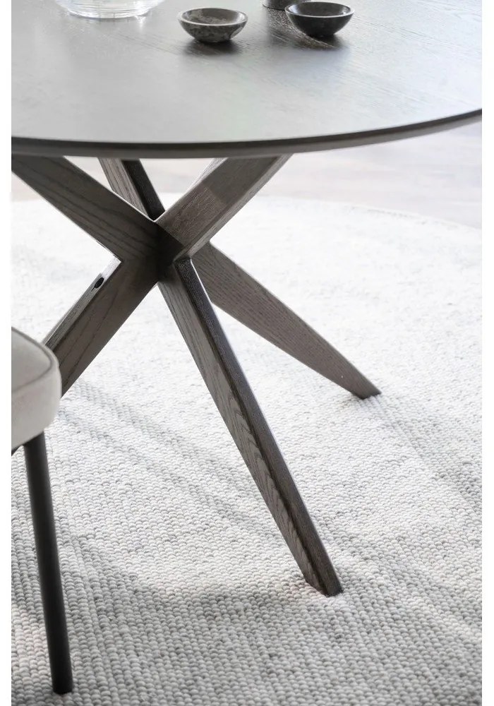 Kerek étkezőasztal tölgyfa dekoros asztallappal 120x120 cm Calverton - Rowico